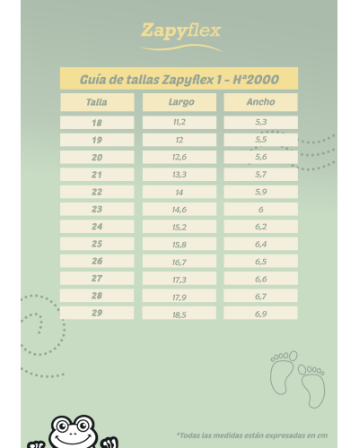 Guía de tallas Zapyflex