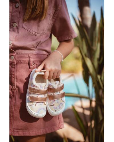 Zapatilla de Lona Flexinens Unicornios Rosa Metalizado combinacion