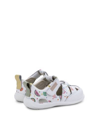Sandalia Barefoot  Bebé blanco frutas