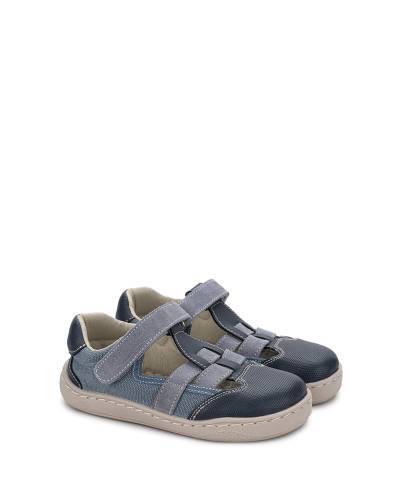 Sandalia barefoot infantil Zapyflex piel-lona jeans