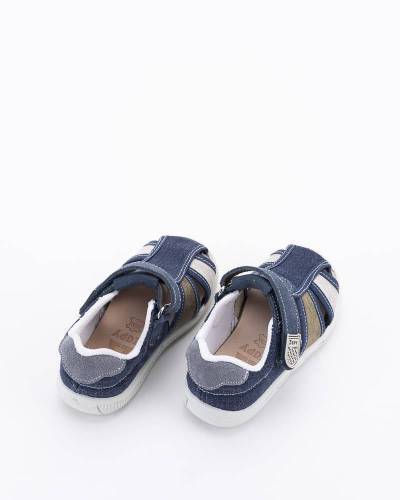 Sandalia de lona niño de la marca Zapy color tejano-natural.
