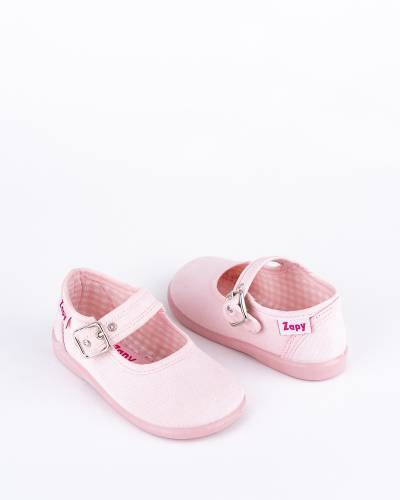 Zapatilla de lona para bebe color rosa