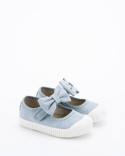 Sandalias de lona para niñas en color azul aqua
