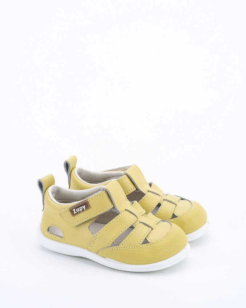 Sandalia respetuosa Zapyflex bebe color amarillo lima