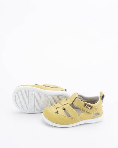 Sandalia respetuosa Zapyflex bebe color amarillo lima